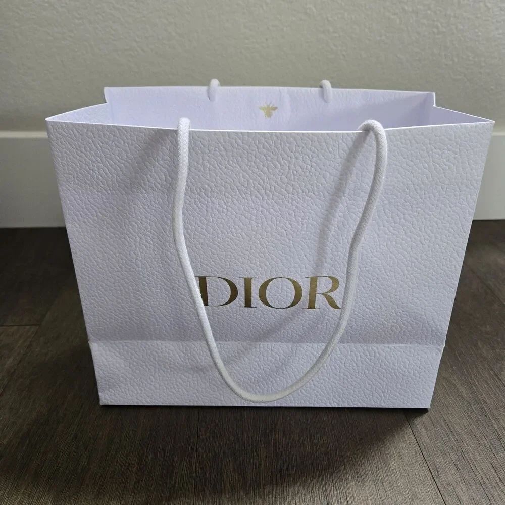 CHRISTIAN DIOR Empty Gift Paper Bag WHITE Textured 10.5x9x4.5